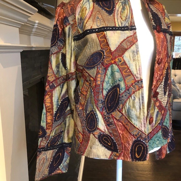 Anage Vintage Multicolored Patchwork Jacket Size Small Long Sleeve - Picture 4 of 11